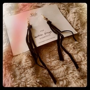 Black Leather Fringe Earrings & Free Gift
